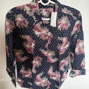 Marks & Spencer Navy Floral Button Down Shirt